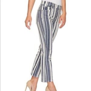 Lucky Brand Jeans Bridgette Mini Boot Jean Striped Blue and White Crop